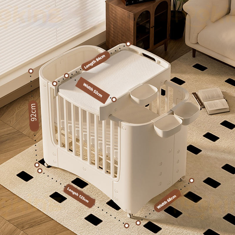 Multi-Function Newborn Cot Bed with Changing Table