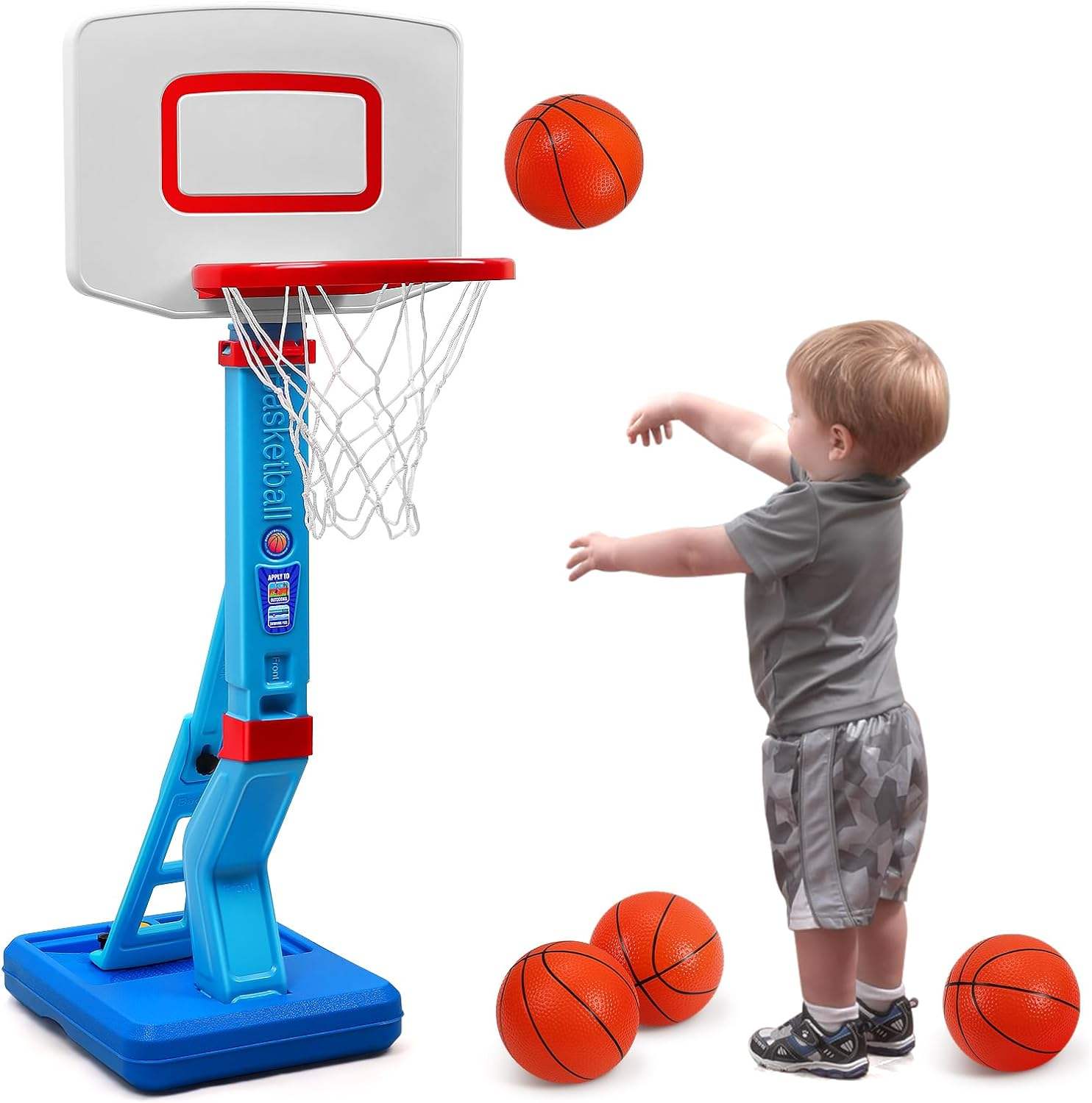 Kids Basketball Hoop for Indoor Outdoor Play (Height Adjustable)