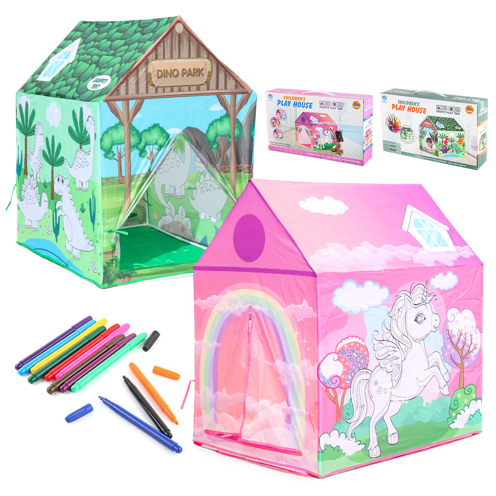 Kids’ Painting & Play Tent with Drawing Pens